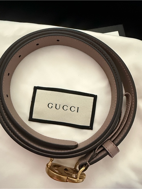 Gucci Womens Brown Leather Belt with Gold Buckle